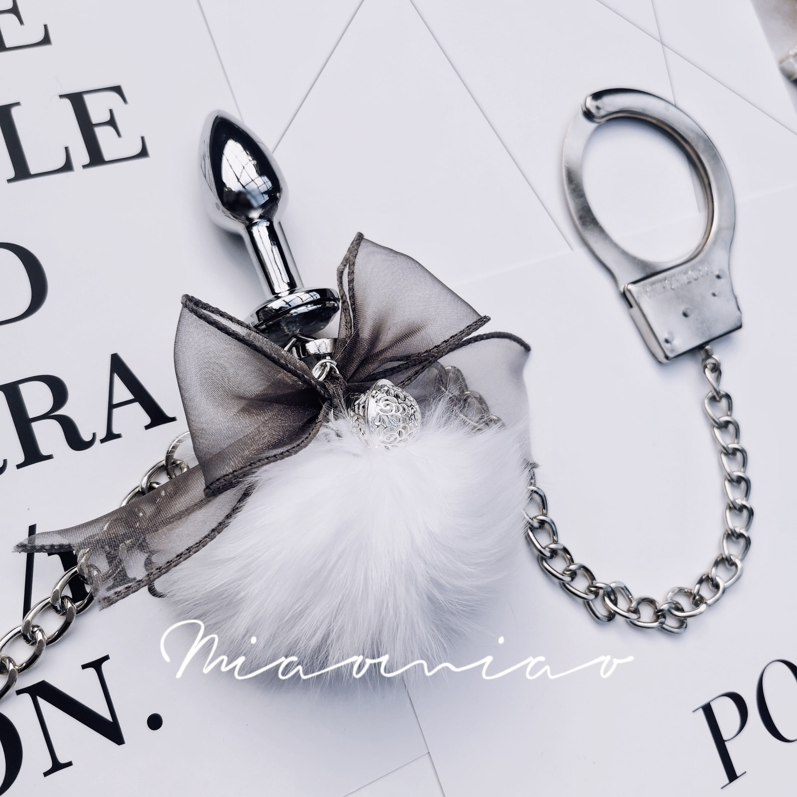 真狐狸毛尾巴蝴蝶结挑逗乳夹铃铛情趣cos尾巴圆球毛尾巴肛塞 真狐狸毛