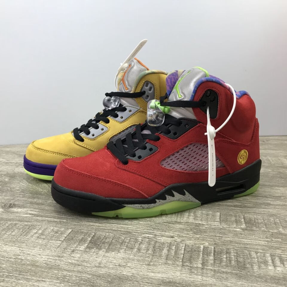 aj5红黄鸳鸯 头层皮翻毛皮内置气垫刷胶 情侣篮球鞋文化鞋 45【图片