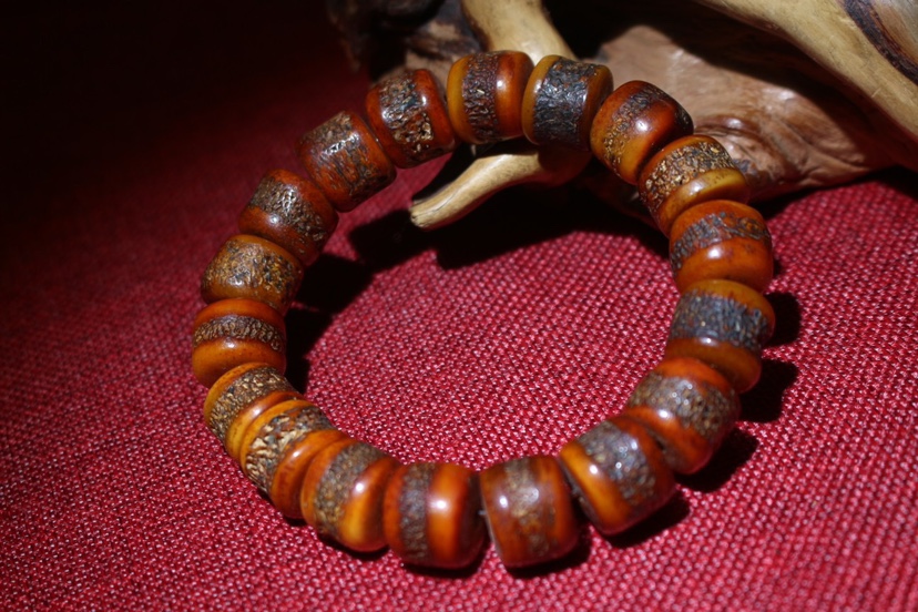 efp牛骨手串保真藏传佛珠西藏牦牛骨16mm头骨嘎巴拉灵骨单圈素珠手串