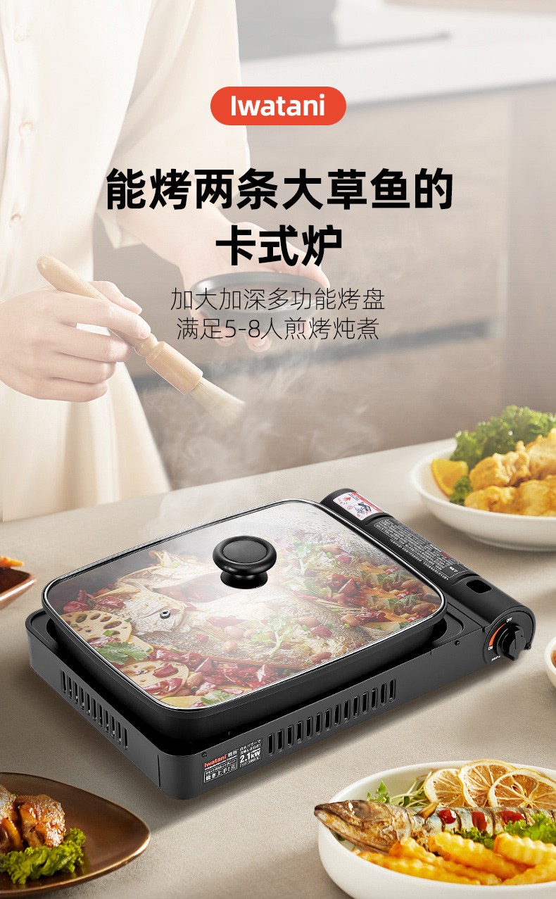 岩谷卡式炉烤鱼炉大容量加深烤盘烧烤商用便携瓦斯炉家庭专用炉具