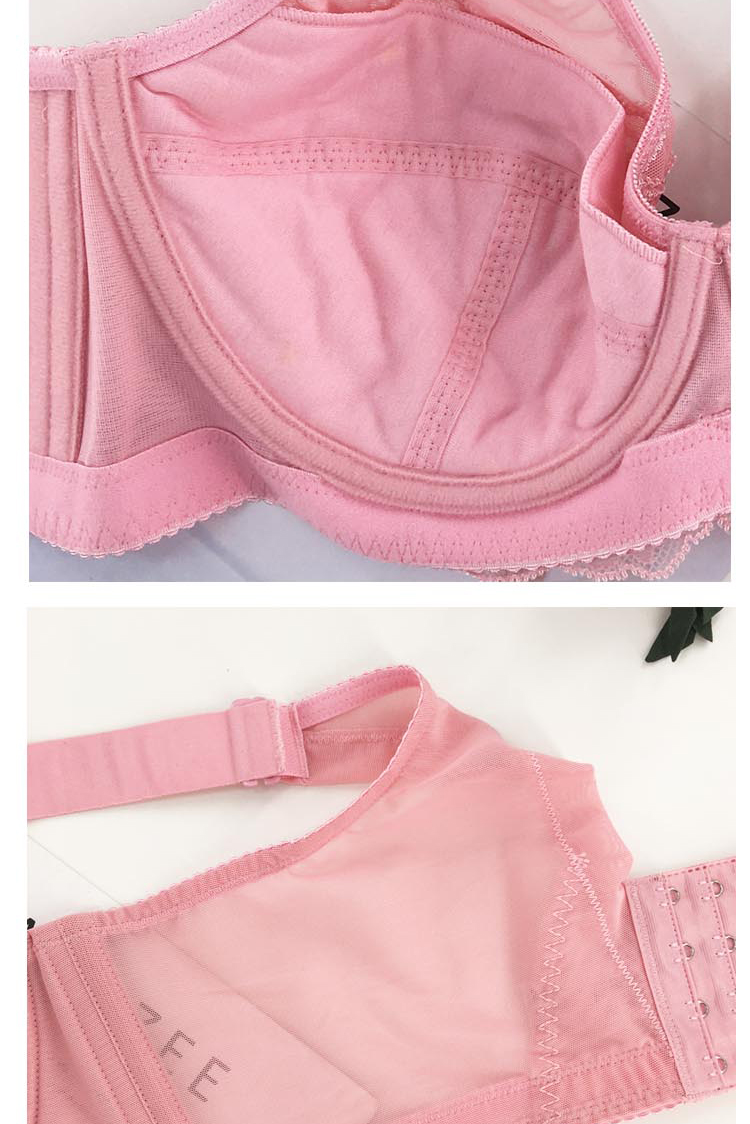 桑扶兰文胸女聚拢收副乳薄款大胸显小全罩杯aje15粉红色ajg0275c