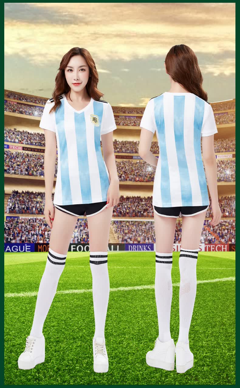 滕讯体育nba旗舰 阿根廷2022欧洲赛季杯拉拉队球衣女夏季新款露脐啦啦