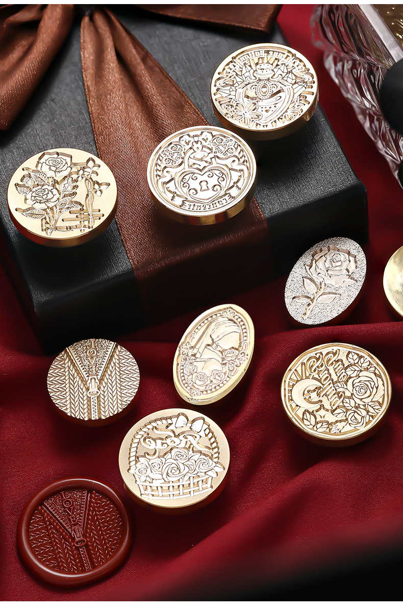 火漆印章铜头封口蜡火漆印章七夕情人节玫瑰欧式复古火漆蜡粒信封封口