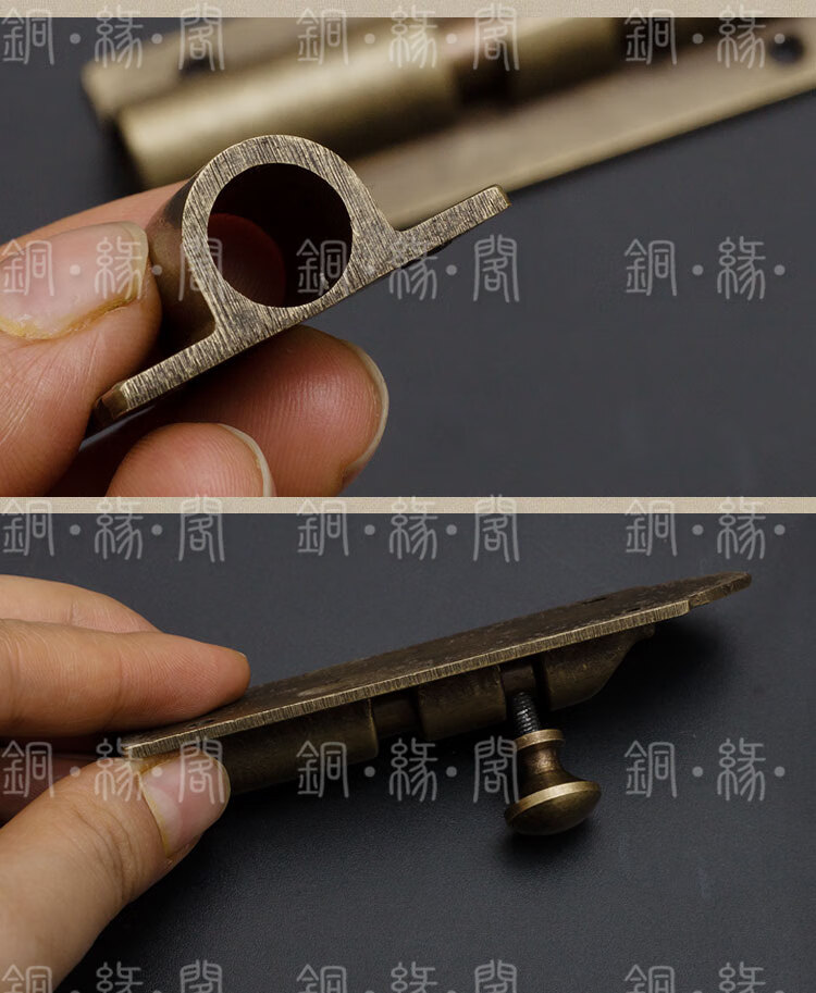 木门插销门扣门栓纯铜明装地门插老式房门插锁中式仿古门闩门销 3号