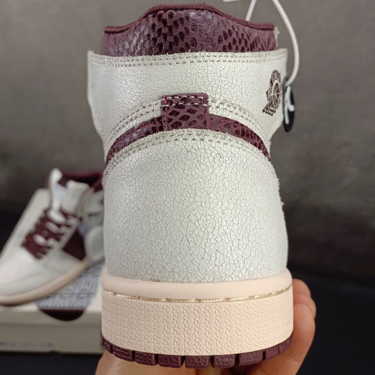 aj 纯原 男鞋蛇纹灰棕复古高帮板鞋学生男女同款运动休闲潮鞋 棕灰 36