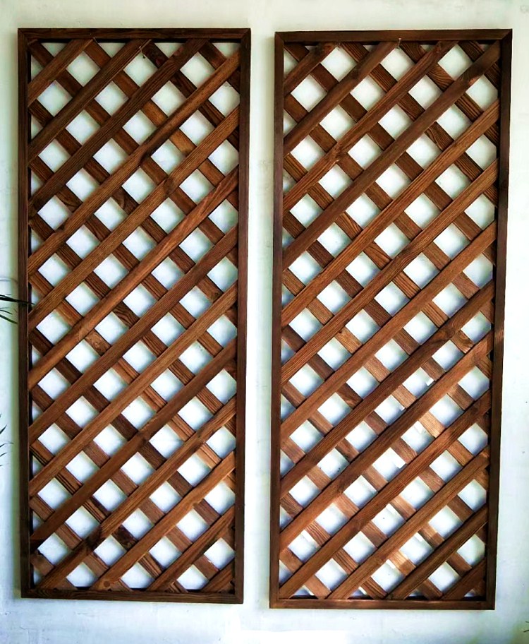 炭化木防腐木 栅栏 篱笆围栏 护栏庭院木框花格网格屏风隔断爬藤花架