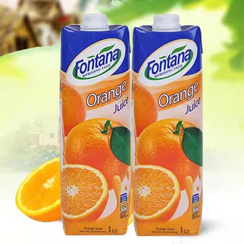 芳塔娜fontana 橙汁1l*12盒整箱 塞浦路斯进口果汁 多口味混拼 菠萝汁