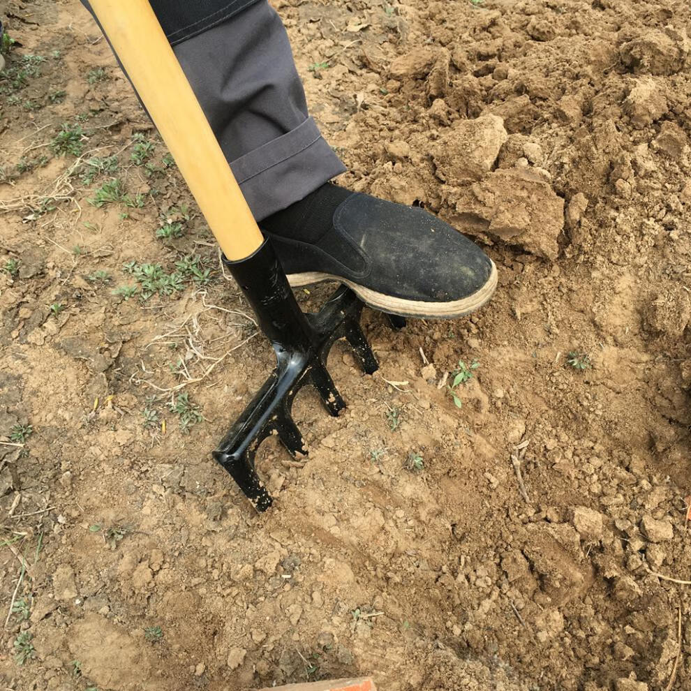 翻土神器家用翻地松土工具五齿叉子翻土耙子全钢加厚挖土神器起粪叉