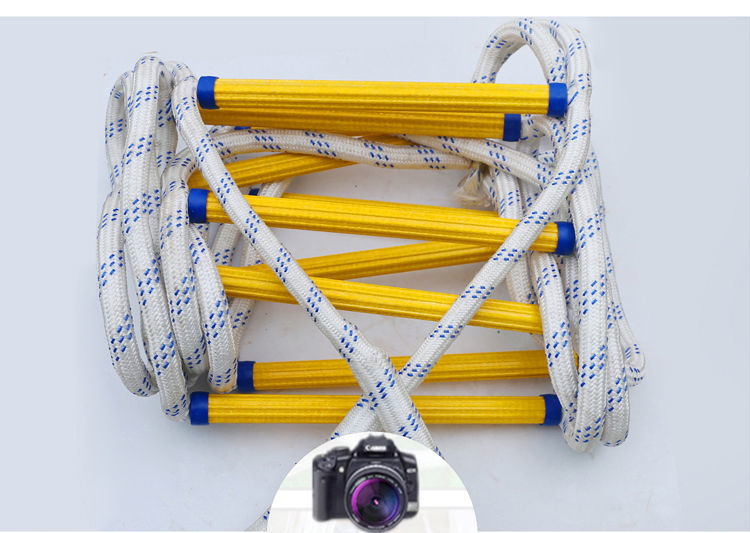 软体绳梯软体逃生梯攀爬训练绳梯家用高空作业便携式20米双钩