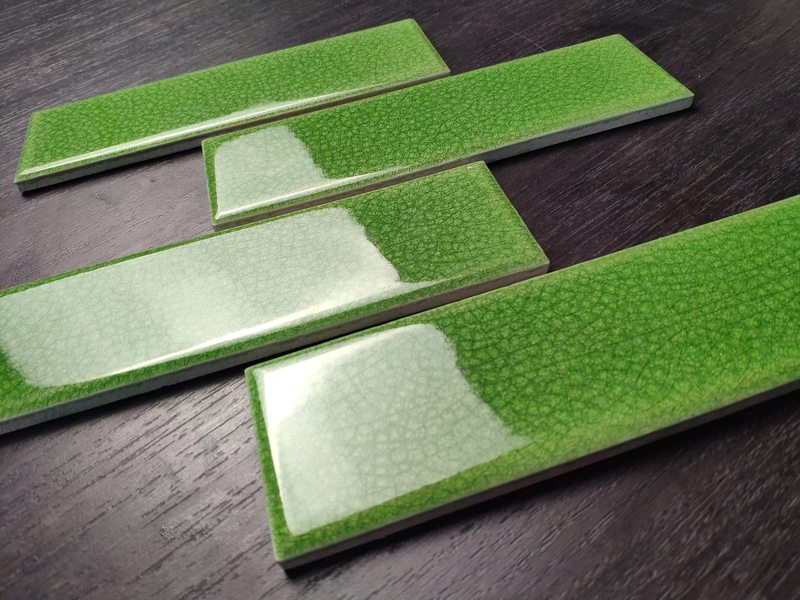 多彩北欧复窑变手工砖长条冰裂纹釉面瓷砖墨绿餐厅卫生间厨房 魅蓝