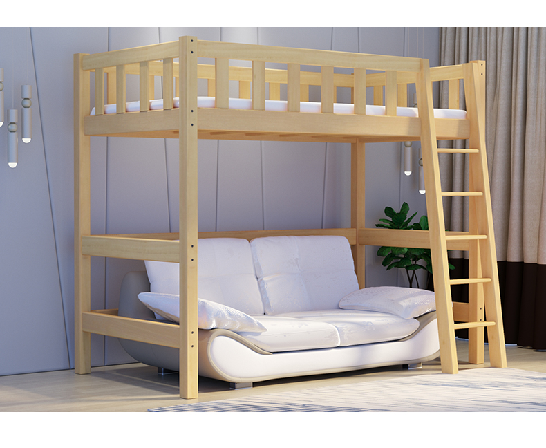 可实木高架床上床下桌成人架子床上下省空间高低床 原木高架床 1500mm