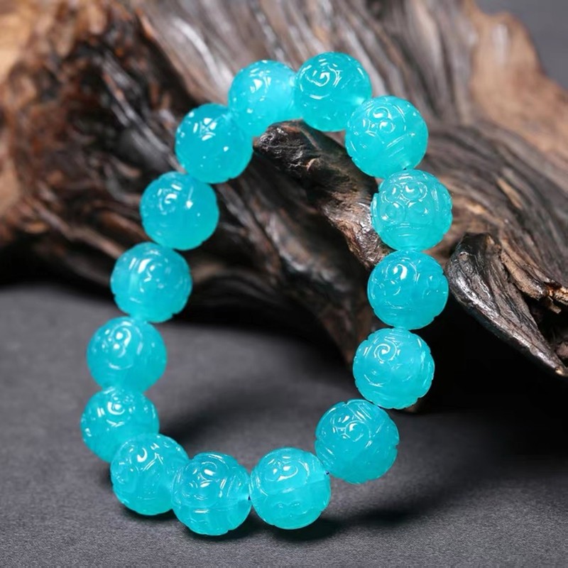 冰种天河石手链回纹珠单圈天河石多圈手串蓝绿色水晶饰品男女14mm