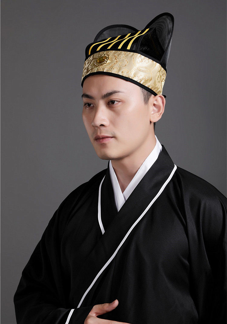 古装汉服头冠帽子 魏晋梁冠五梁冠古代大臣帽子官员帽子帽子 红色 m