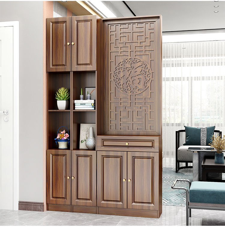 舒格亚2022新款新中式玄关柜进门靠墙客厅屏风隔断鞋柜一体简约现代置