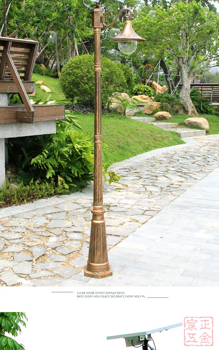 适用于太阳能灯庭院灯欧式防水小区花园别墅高杆景观路灯家用新农村22