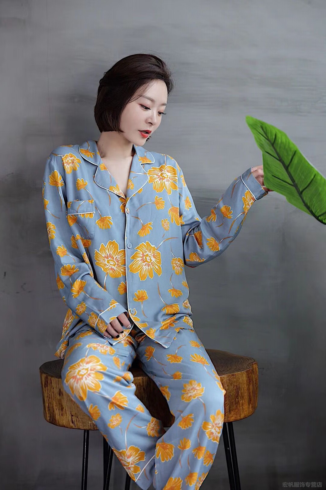 罗丽丝睡衣韩国初春季新品长袖冰丝睡衣女套装贵妇罗丽丝ins高端家居