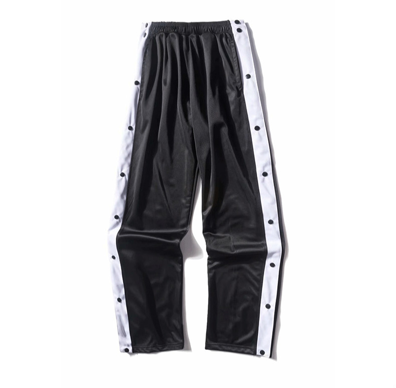 店同款扣裤男运动训练排扣侧开裤子跑步宽松休闲全开扣裤篮球出场裤