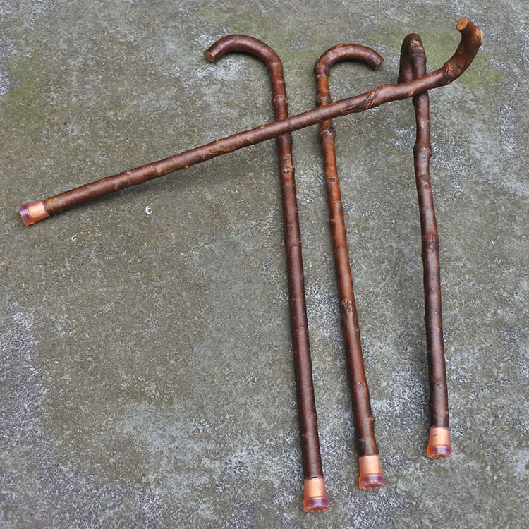 原生态桃木拐杖 原木带皮老人扶手 整料一体手杖 创意祝寿礼物 加粗型