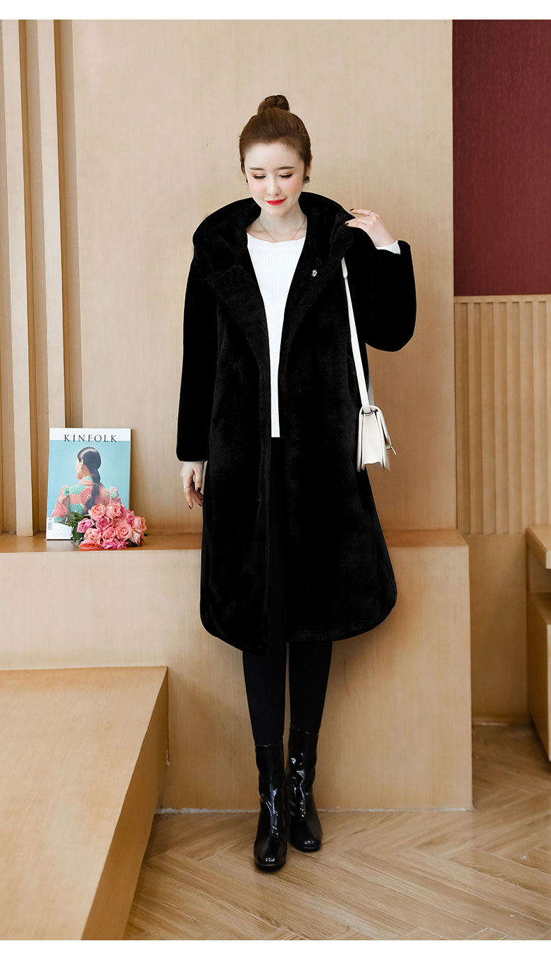 显瘦款仿水貂毛毛大衣加肥加大码胖妹妹春装连帽风衣胖子女装宽松型