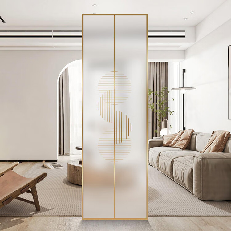 卧室隔断入户玄关透光现代简约双面效果磨砂定制玻璃厚度边框颜色可选