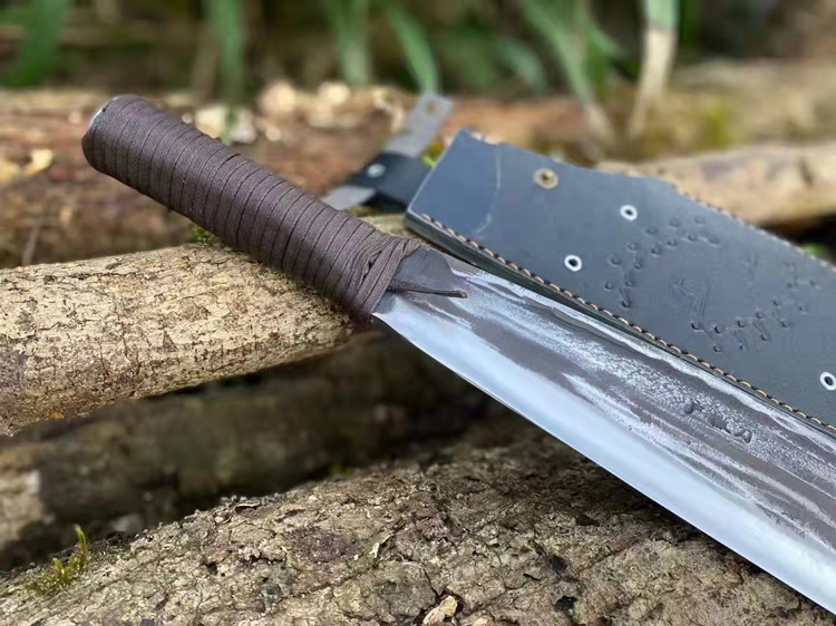 户撒砍柴刀弹簧钢纯手工锻打加厚加重户外砍树开路山刀家用斩骨刀灰色