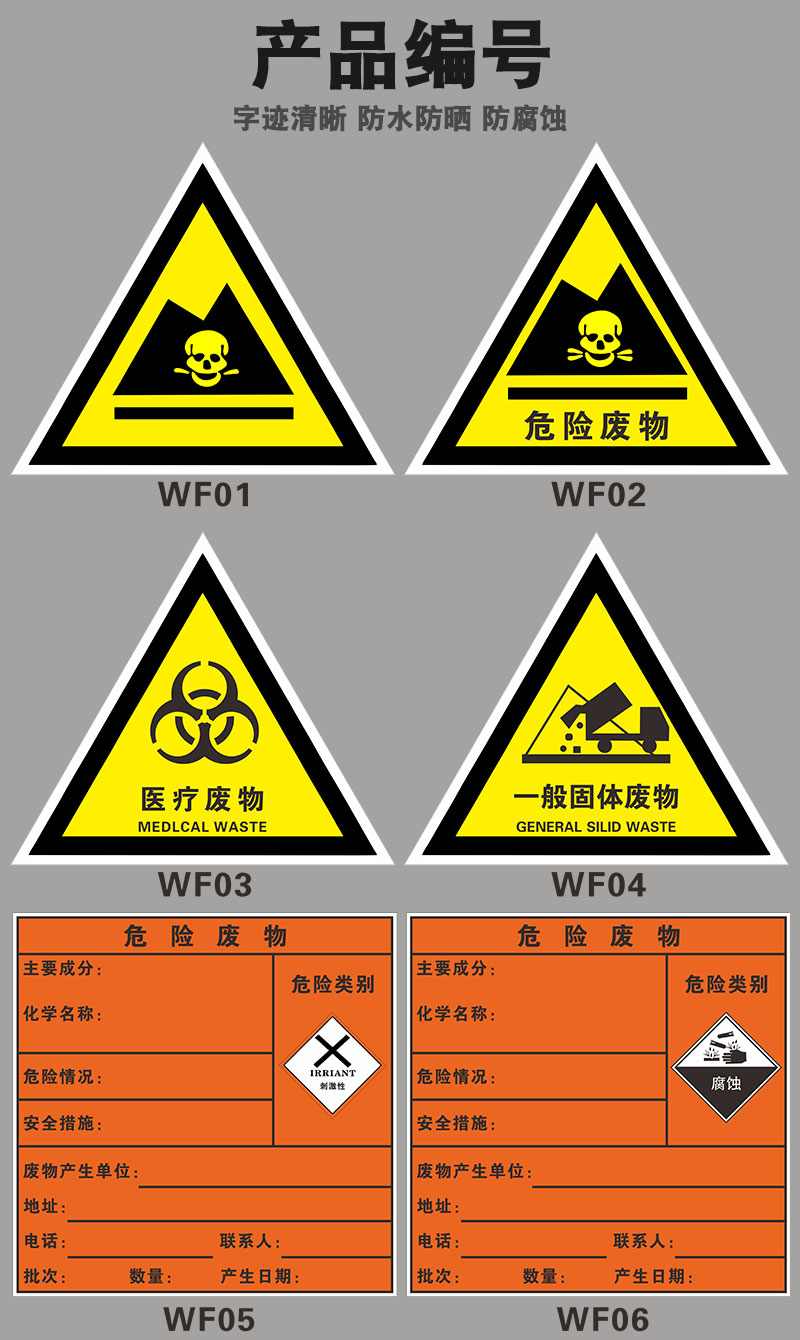 药品警示标识三角形危险标志贴纸管铝板反光膜医疗废物wf0340x40cm