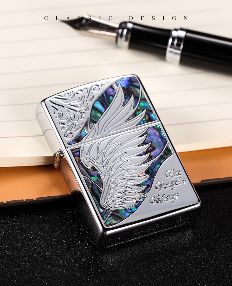 美国原装正品之宝zippo防风打火机正版 彩贝天使之翼单只幸运翅膀男士