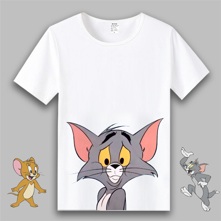 猫和老鼠动漫短袖t恤学生男女情侣儿童卡通衣服汤姆杰瑞衣服夏季清爽