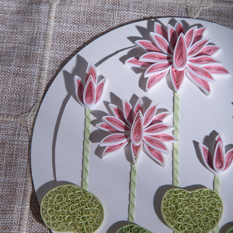 山柏衍纸廉政学生作品创意青莲材料包廉洁手工diy衍纸手工衍纸材料包