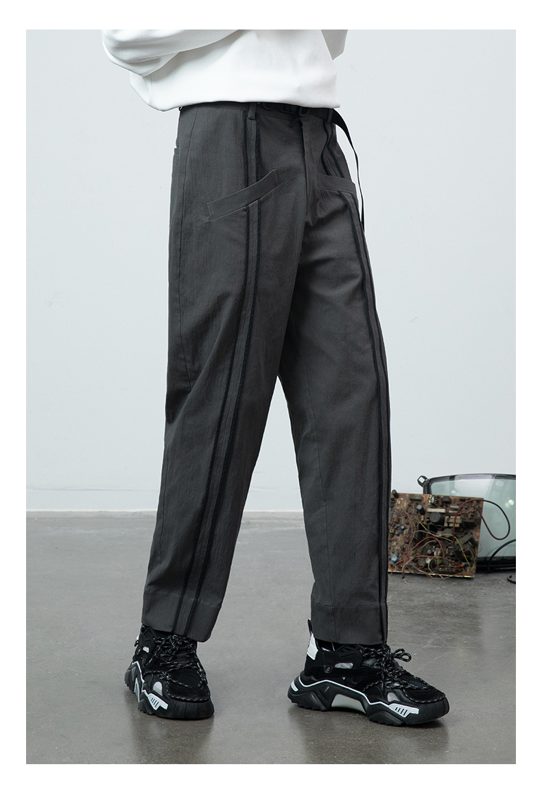 bosie裤子男2019冬季新品休闲裤设计师潮牌情侣款包边条撞色结构男裤