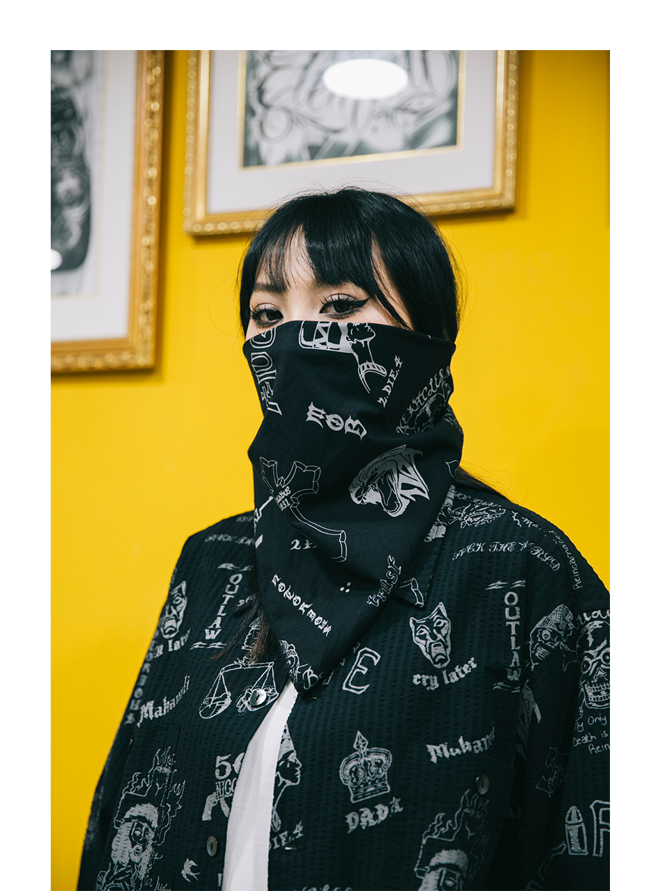 西海岸头巾双头燕ekhlas纹身刺青致敬说唱传奇2pac西海岸嘻哈男女方巾