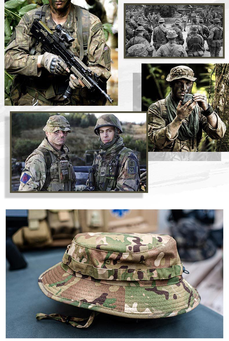 南厝新品奔尼帽英军sas短檐奔尼帽军迷战术伪装圆边帽男女户外遮阳窄