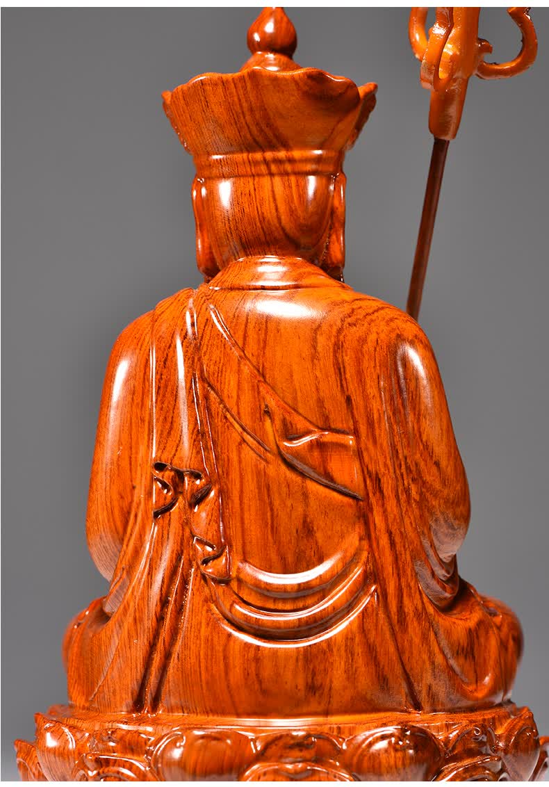 今轩堂花梨木雕地藏王佛像家用供奉地藏王菩萨摆件实木雕佛像红木工艺