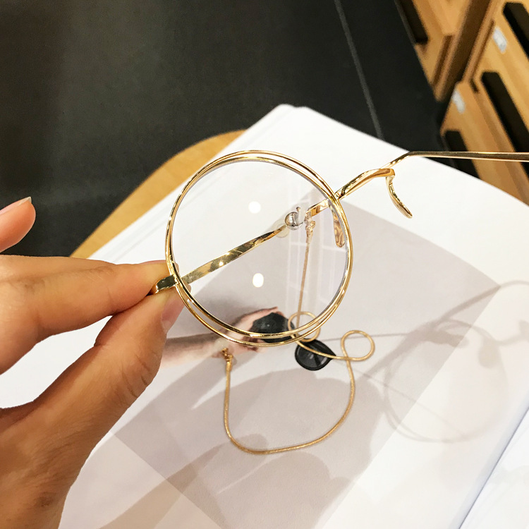 蔡徐坤同款潮链条ins眼镜男女单镜框网红抖音凹造型装饰街拍墨镜 金平