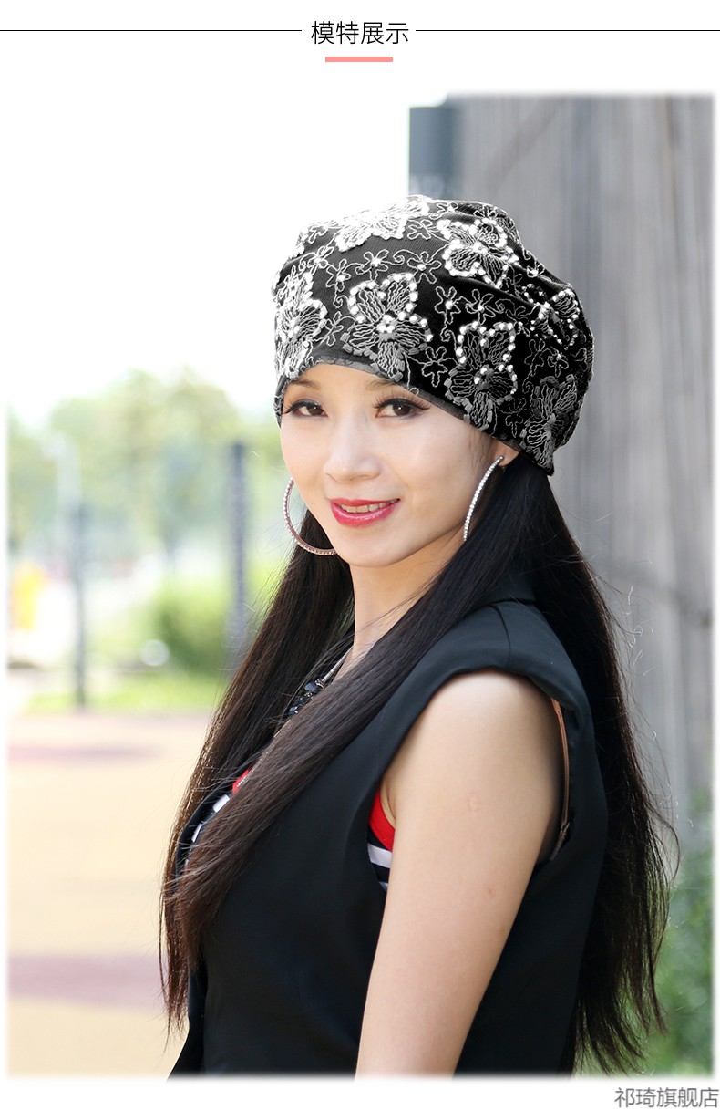 女士蕾丝头套月子帽夏帽子秋百搭韩版潮时尚薄款产后孕妇帽民族风头巾