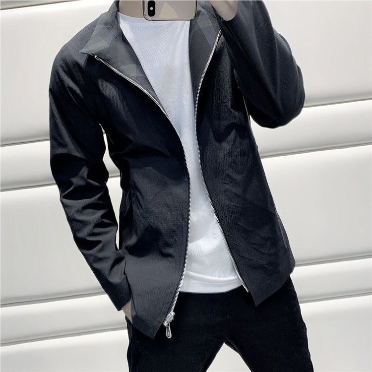 迪柯尼男装双面穿一面个性一面沉稳秋冬季休闲修身拉链夹克外套男同款