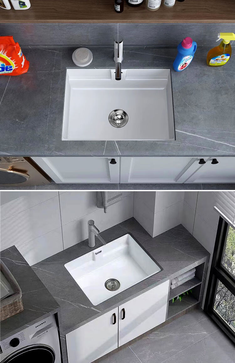 letsfun超深陶瓷台下盆洗衣池卫生间洗手盆小号窄阳台洗衣柜水槽岩板