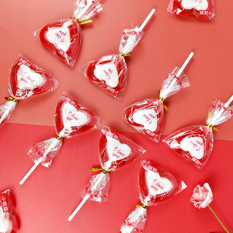 水晶棒棒糖 心形大红棒棒糖花束水晶糖创意手工喜糖婚礼情人节儿童糖