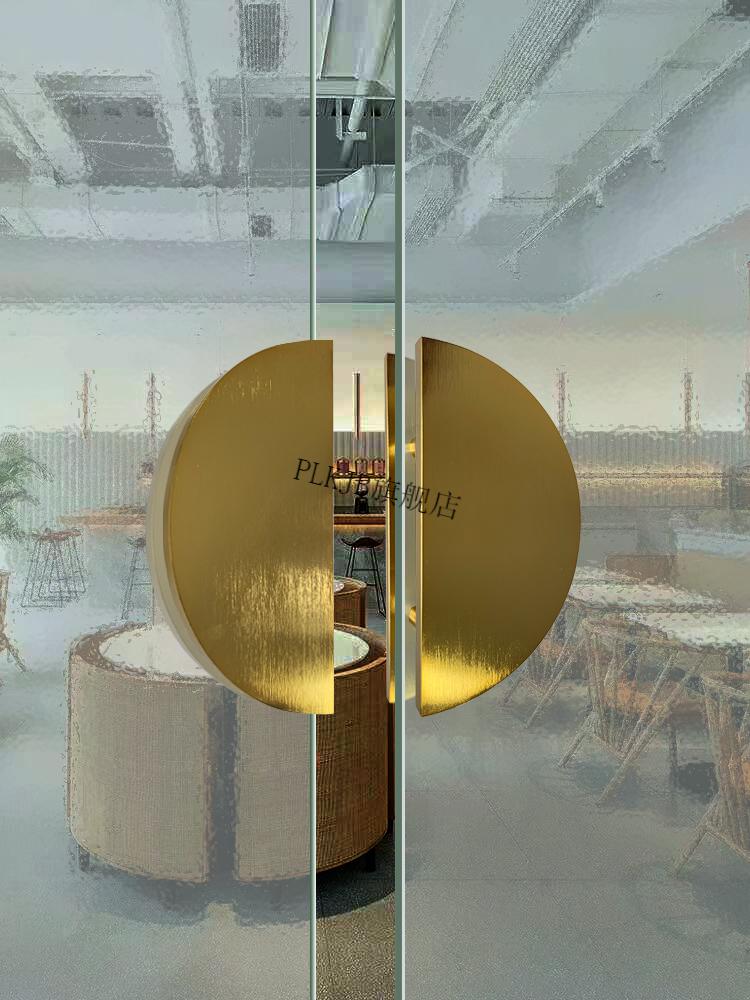 2022新款玻璃门拉手半圆形 新中式现代半圆形大门拉手实木门把手黑色