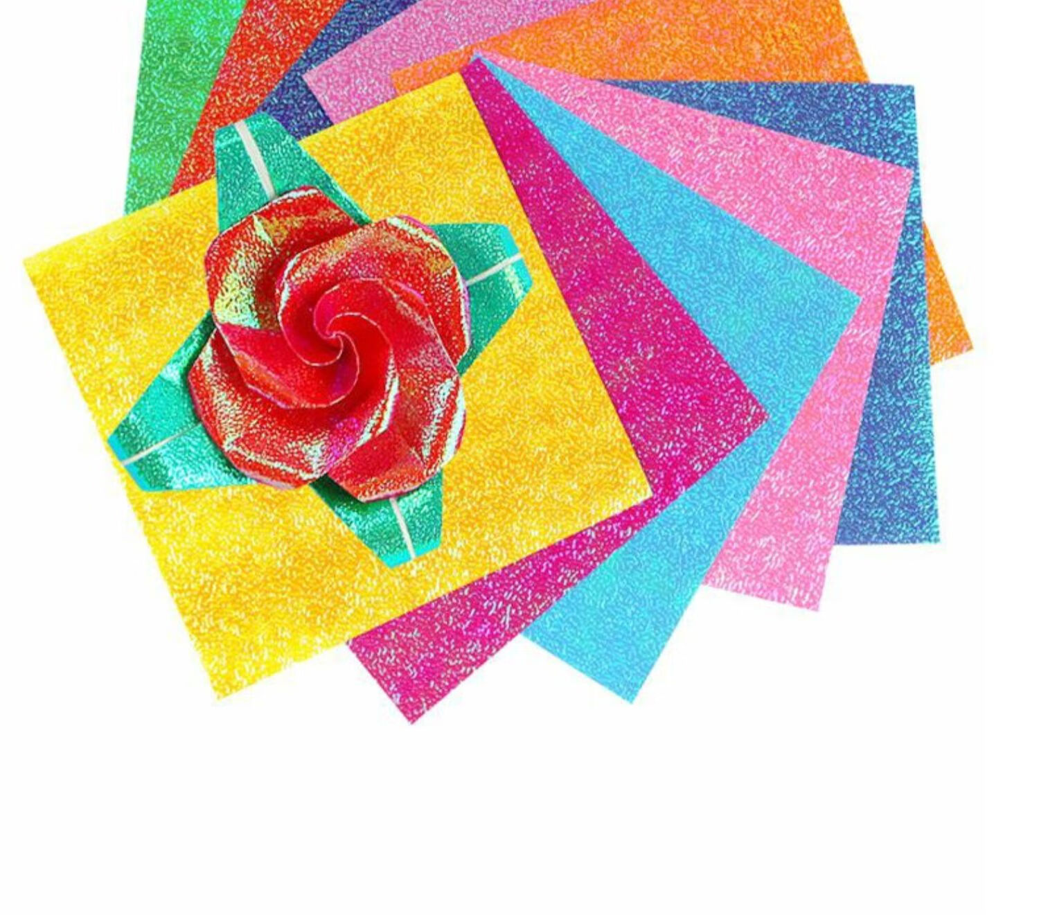 纸镭射纸蜡光纸儿童diy彩纸剪纸小学生幼儿园玫瑰花千纸15x15cm镭射纸