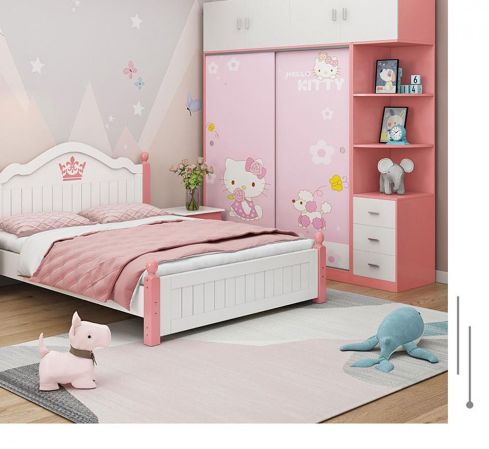 女孩卧室衣柜衣柜现代简约推拉门家用卧室出租房用简易女孩儿童衣橱