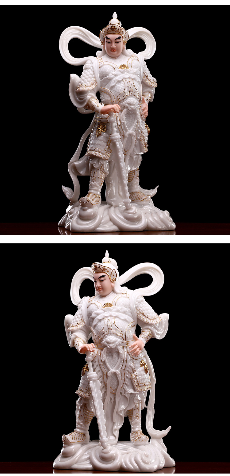 伽蓝韦陀护法神像 汉白玉韦陀菩萨摆件供奉关公像 武财神 韦陀【30
