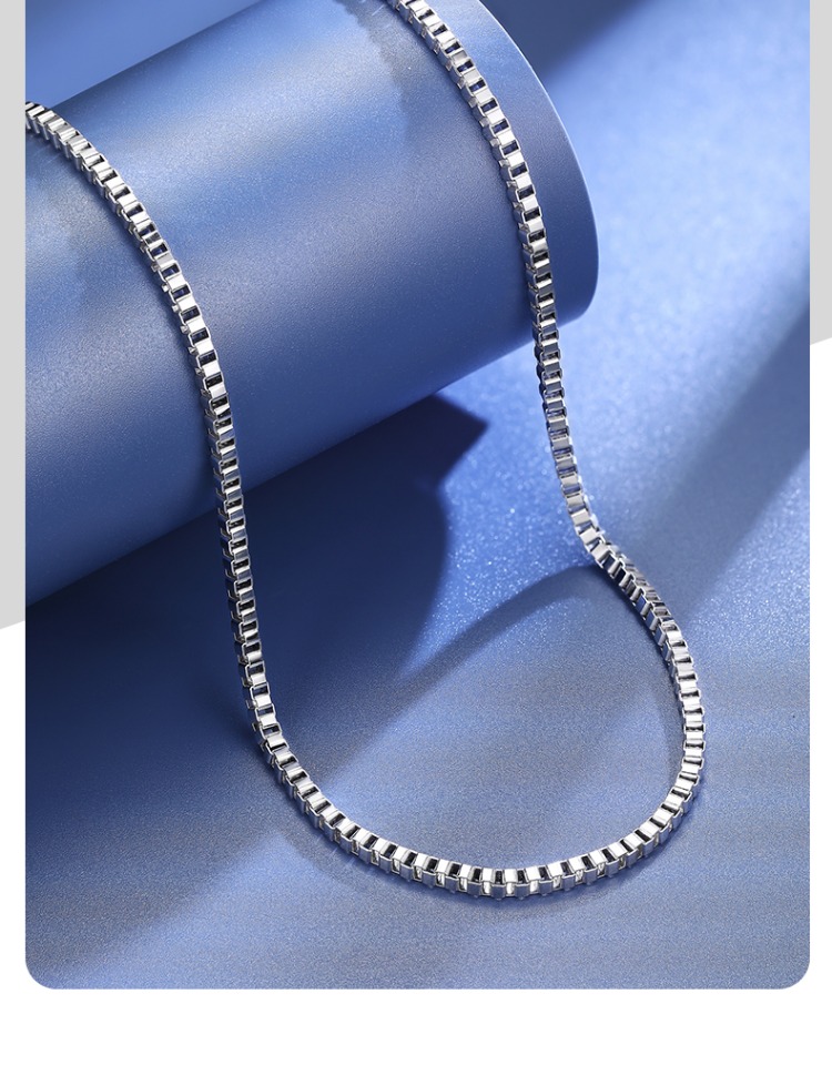 pt950铂金项链男士锁骨男潮盒子链高级感品白金项链pt