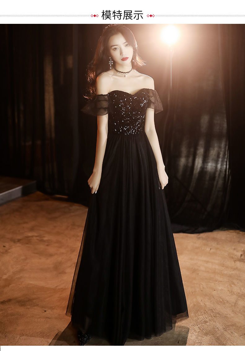 普乔羽 晚礼服女2022新款高端气质鱼尾黑色晚礼服裙女2022新款宴会