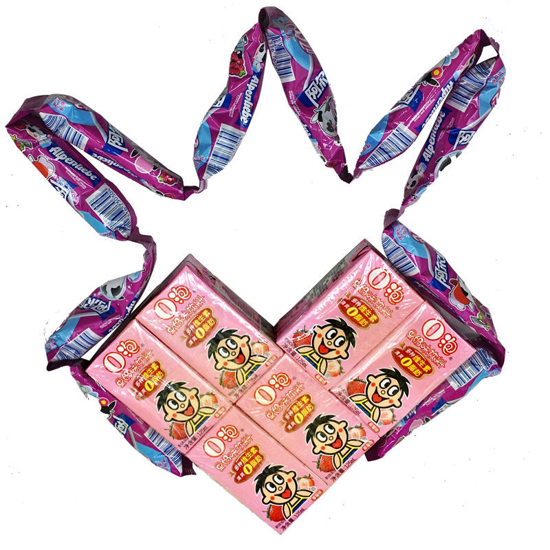 秋天的个包包旺仔牛奶挎包ad钙挎包多规格网红阿尔卑斯棒棒糖包