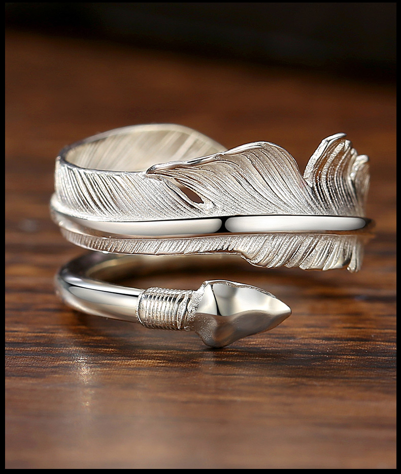 金财尊 高桥吾郎银戒指高桥吾郎羽毛弓箭戒指简约goros风格指环银男女