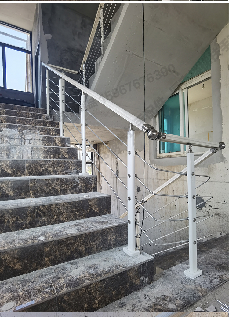 楼梯扶手高分子pvc家用木纹靠墙塑木栏杆幼儿园马蹄形圆形护栏【图片