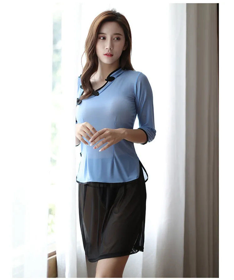 大码情趣内衣女仆性感套装诱惑旗袍纯欲肚兜民国风短裙睡衣 小码(90