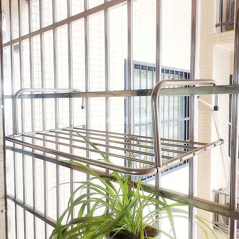 不锈钢窗外晾衣架窗台晒鞋架小型折叠晒衣架阳台晾晒暖气片挂架 灰色