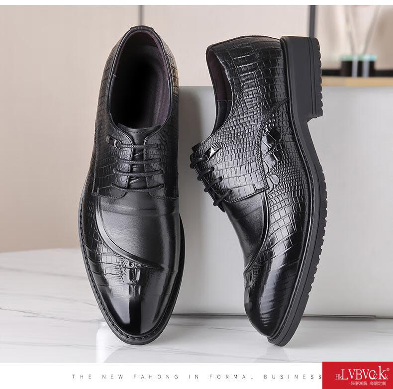 hk lv bv c ck k国际轻奢品牌春秋款皮鞋男商务正装鳄鱼纹韩版英伦潮
